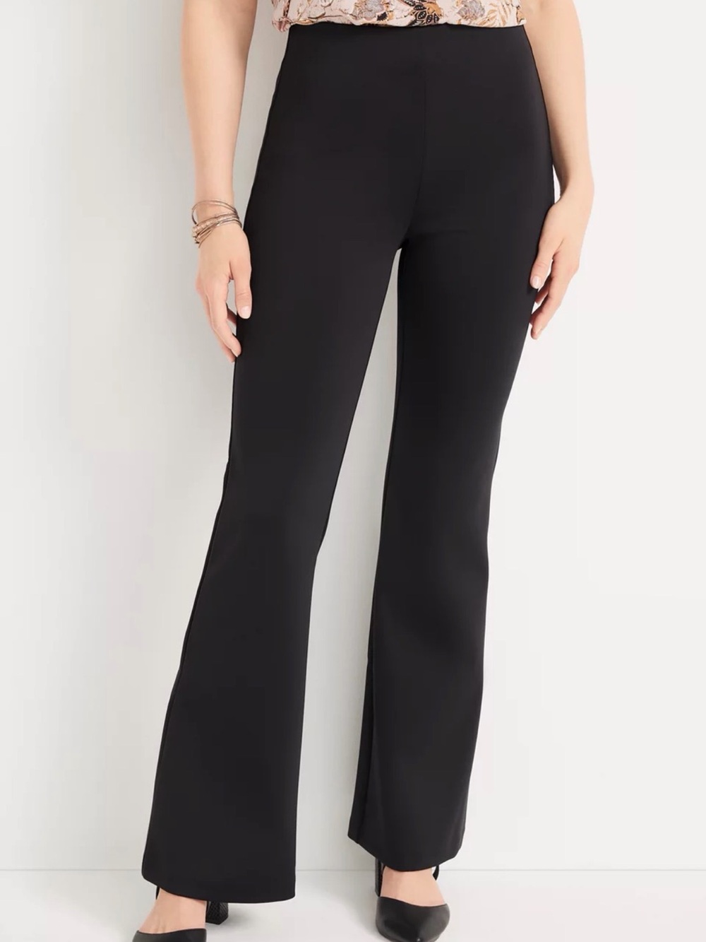 Maurices Black Everflex High Rise Pull On Flare Pants Size M Medium Regular
